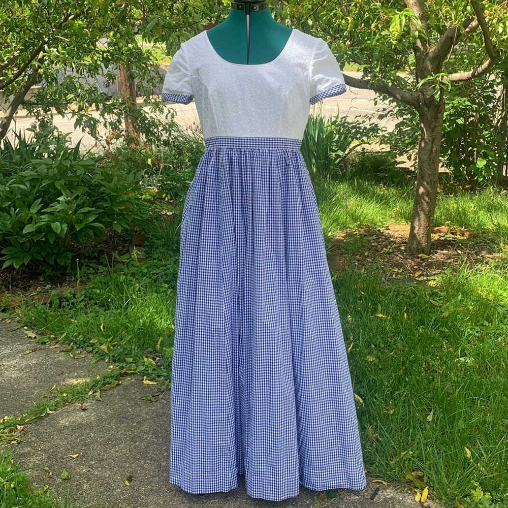 Gingham & Eyelet cotton Maxi Dress